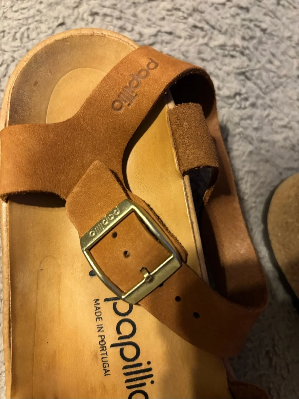 Papillio Birkenstock Soley Cognac Leather Wedge Sandals EU 40 US 9-9.5